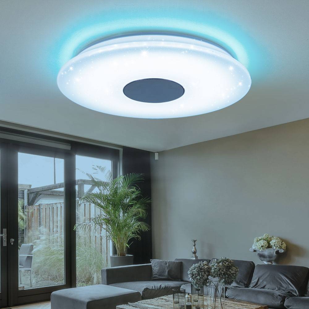 Deckenleuchte Sternenleuchte Deckenlampe Rundleuchte Lautsprecher, dimmbar, Bluetooth, Fernbedienung, CCT Schaltung, 1x RGB LED 7-50 Watt 2600