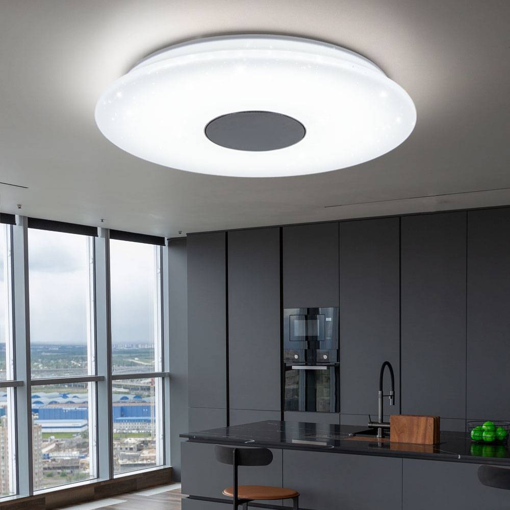 Deckenleuchte Sternenleuchte Deckenlampe Rundleuchte Lautsprecher, dimmbar, Bluetooth, Fernbedienung, CCT Schaltung, 1x RGB LED 7-50 Watt 2600