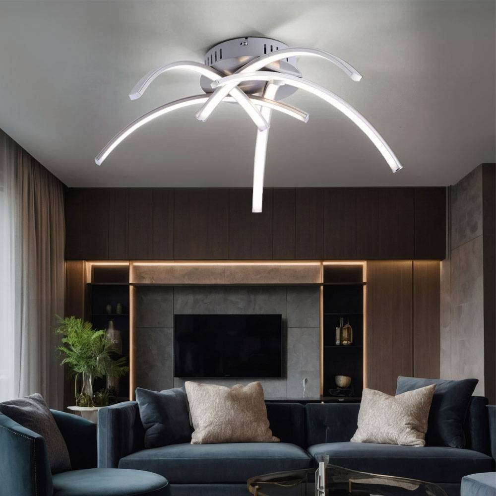 LED Deckenlampe Designleuchte Deckenleuchte Wohnzimmerlampe , Metall, Stahl, Kunststoff, weiß, 18,5 Watt 1450 lm warmweiß, DxH 45x15 cm