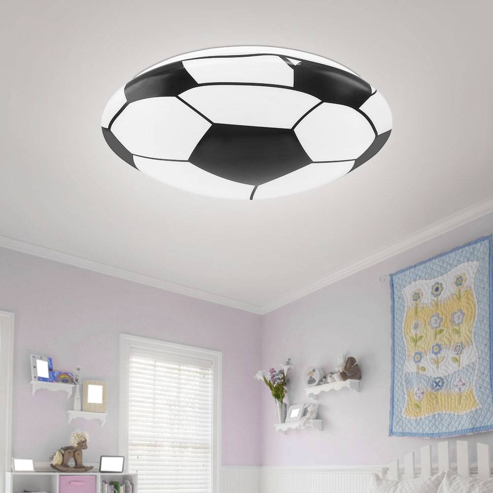 LED Decken Leuchte Fußball Dekor schwarz rund Strahler Lampe weiß Ball Motiv Kinder Zimmer
