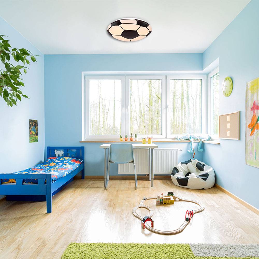 LED Decken Leuchte Fußball Dekor schwarz rund Strahler Lampe weiß Ball Motiv Kinder Zimmer