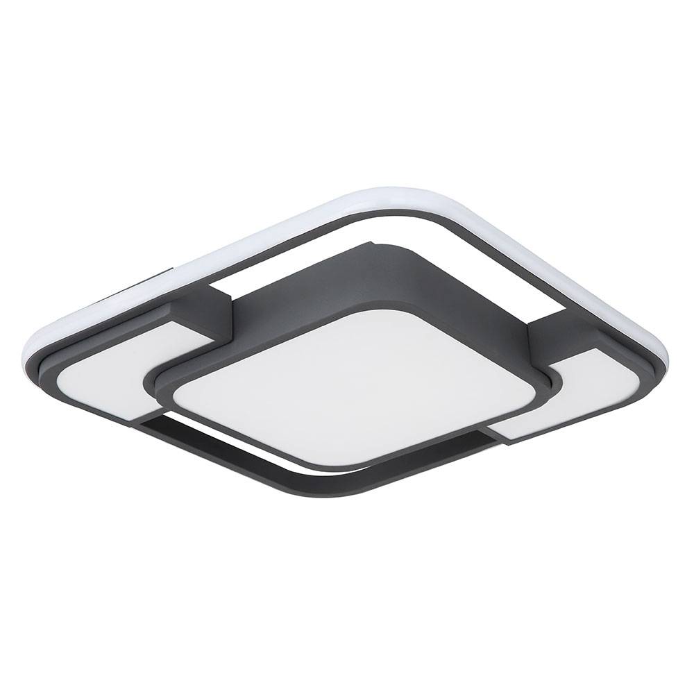 Deckenleuchte Deckenlampe Designleuchte Wohnzimmer Metall Leuchte, Kunststoff, weiß graphit Acryl opal, 1x LED 30 Watt 1100 Lumen warmweiß, LxBxH