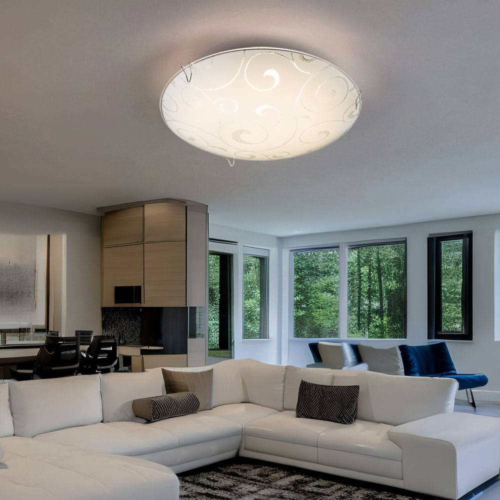 Wandleuchte Deckenleuchte Wandlampe Küchenlampe Wohnzimmerlampe, Blumenranken mit Glaskristallen weiß, 1x LED 8Watt 500 Lumen warmweiß, DxH 20x6 cm