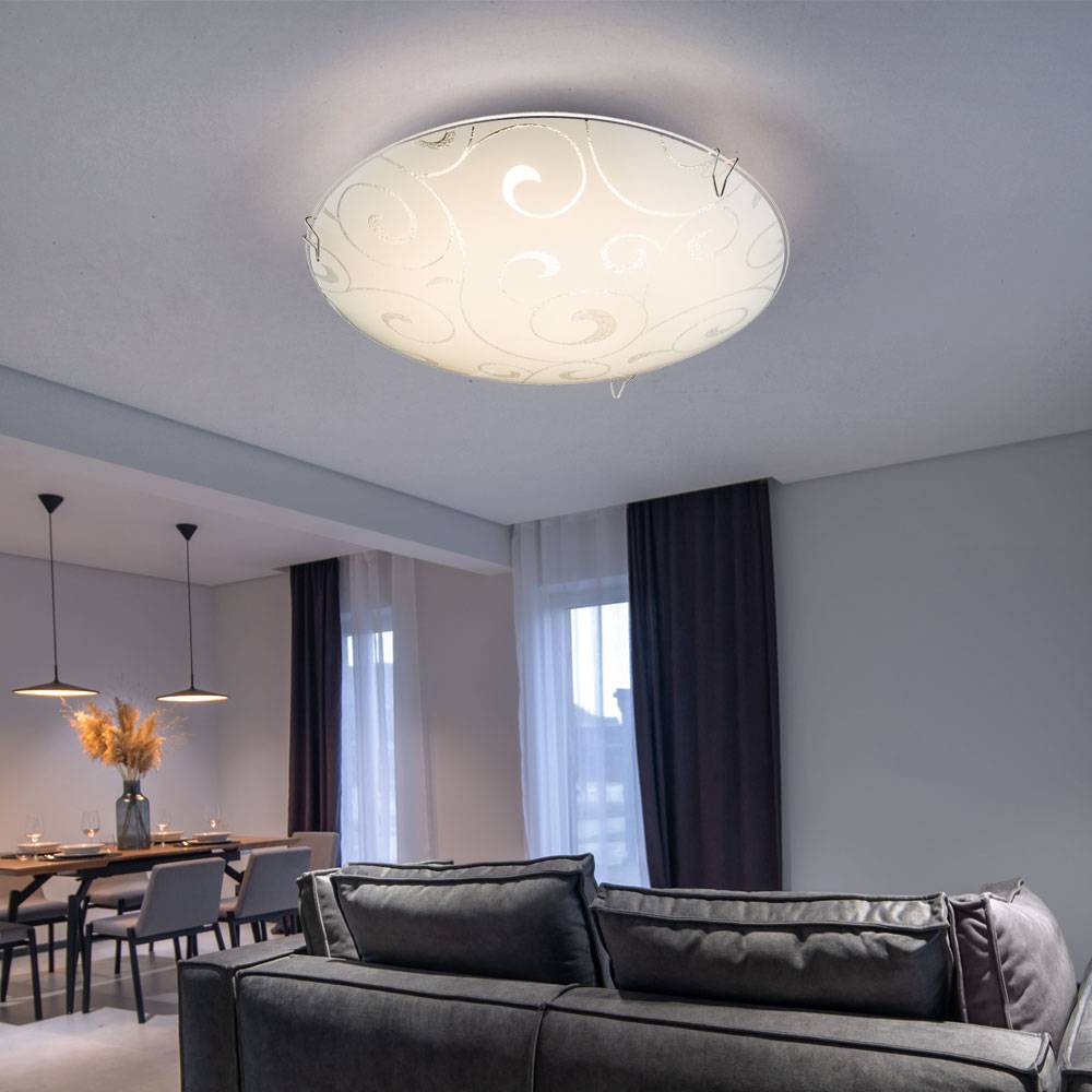 Wandleuchte Deckenleuchte Wandlampe Küchenlampe Wohnzimmerlampe, Blumenranken mit Glaskristallen weiß, 1x LED 8Watt 500 Lumen warmweiß, DxH 20x6 cm