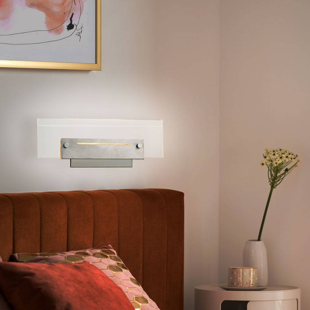 Wandleuchte Chrom Schlafzimmer Wohnzimmerleuchte LED Wandlampe Modern, mit Schalter, Acryl klar, 2x 3W 300lm warmweiß, LxBxH 26x11x5,5 cm, 2er Set