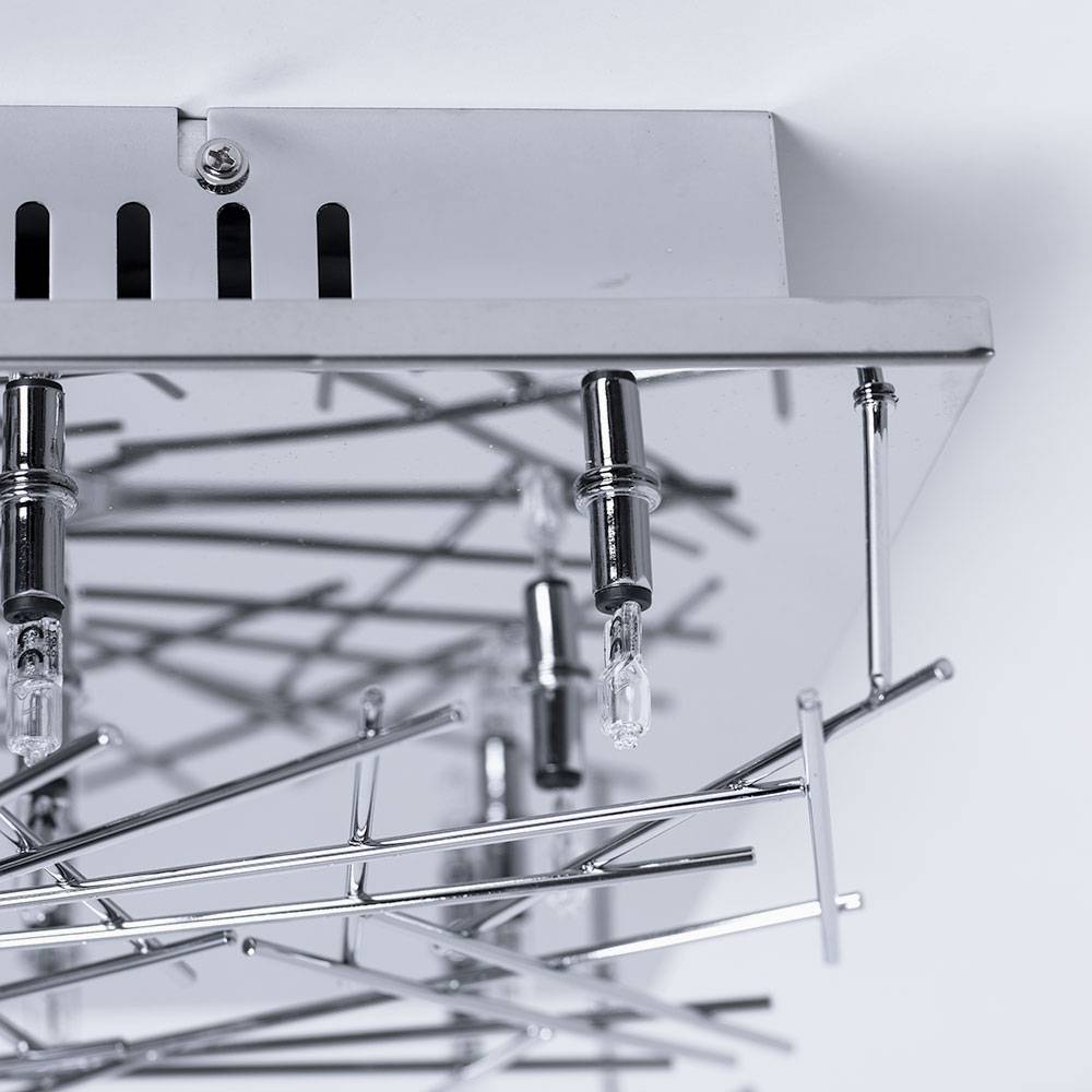 Deckenleuchte Wohnzimmerlampe Deckenlampe Stäbe Designlampe chrom, Metall, Fassungen 16x G4, LxB 37x37