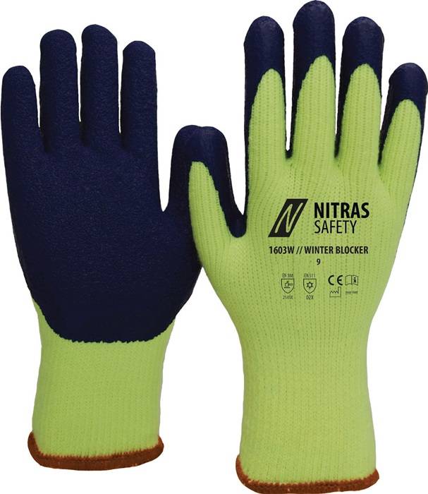Kälteschutzhandschuhe Winter Blocker Gr.10 neongelb/blau EN 388,EN 511 PSA II