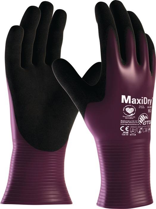 Chemiehandschuh MaxiDry® 56-426 Gr.8 lila/schwarz EN 388 PSA III ATG