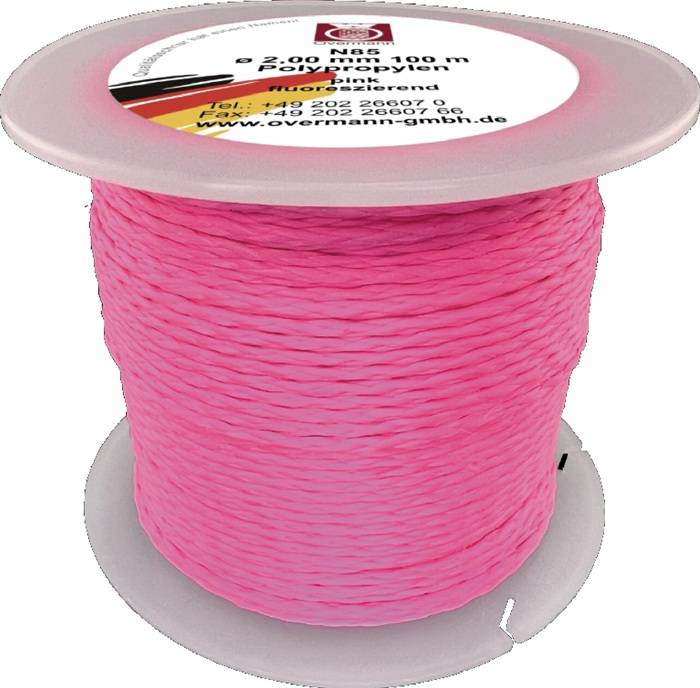 Pflastererschnur L.100m D.2mm 60kg PP pink,fluoresz.