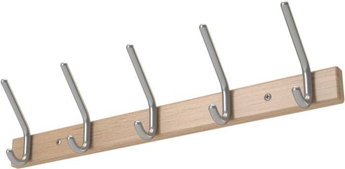 Wandgarderobe Holzprofil Buche 5 Hut-/5 Mantelh.L.700mm Hakenabstand 150mm