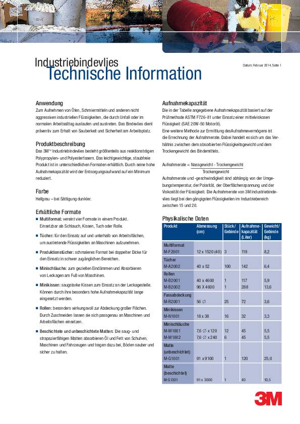 Industriebindevlies MF 2001 L.15,2m B.12cm 1 Krt.Krt.3M