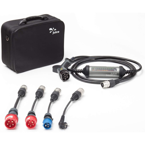 Mobile Ladestation JUICE BOOSTER 2  DE Traveller Set, inkl. 4 Adapter (CEE32, CEE16, Camping, Schuko). 32A (22kW)