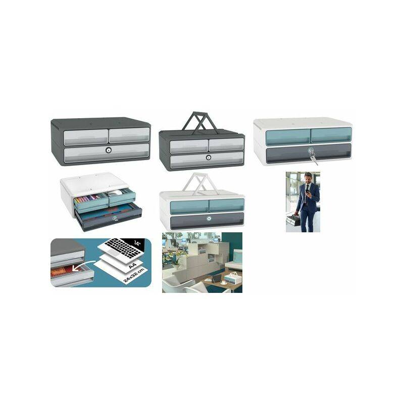 CEP Schubladenbox MoovUp SECURE, 3 Schübe, grau / minze