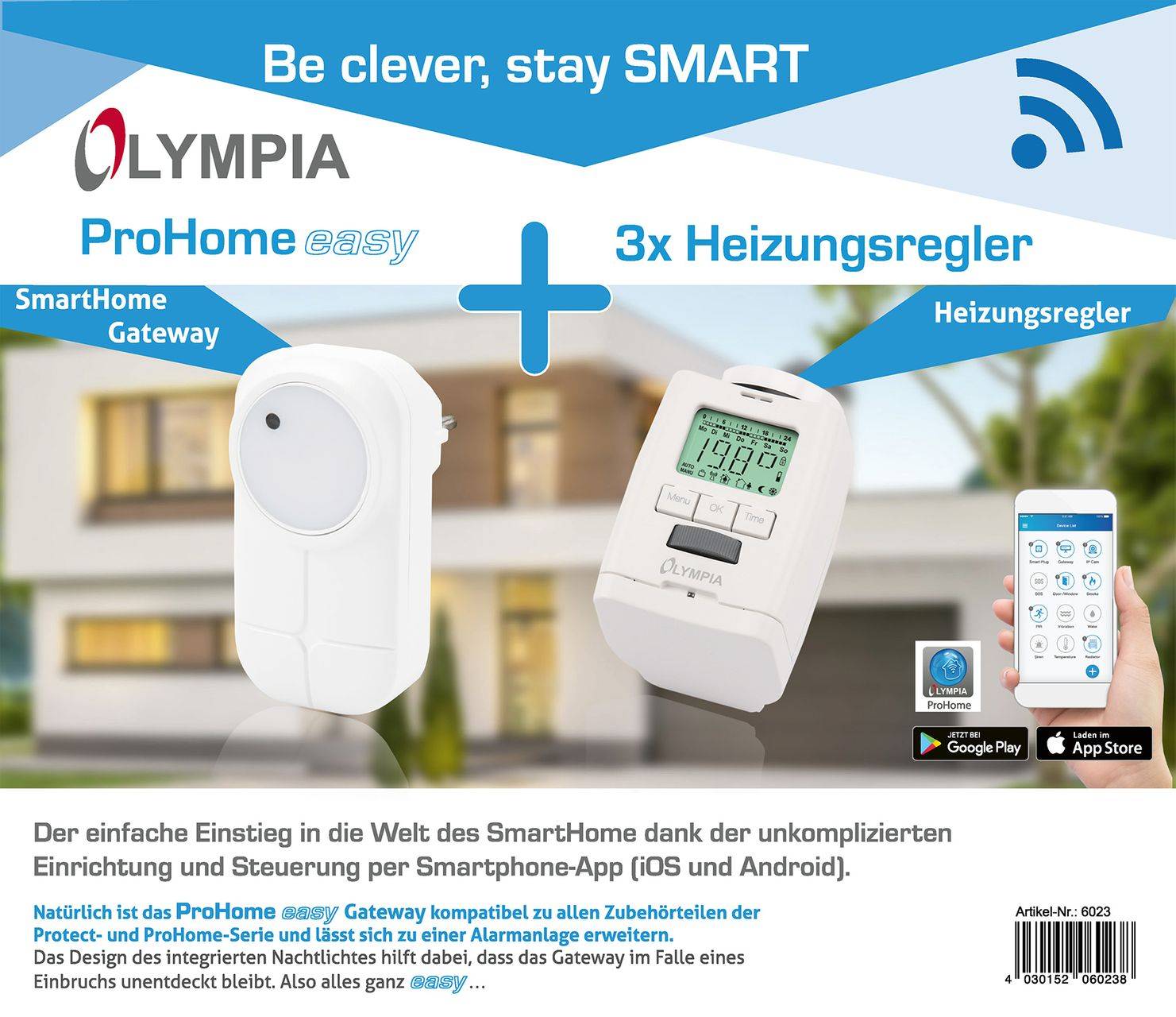 2 Stück Heizkörperthermostat Smart Home System mit Gateway und App Olympia