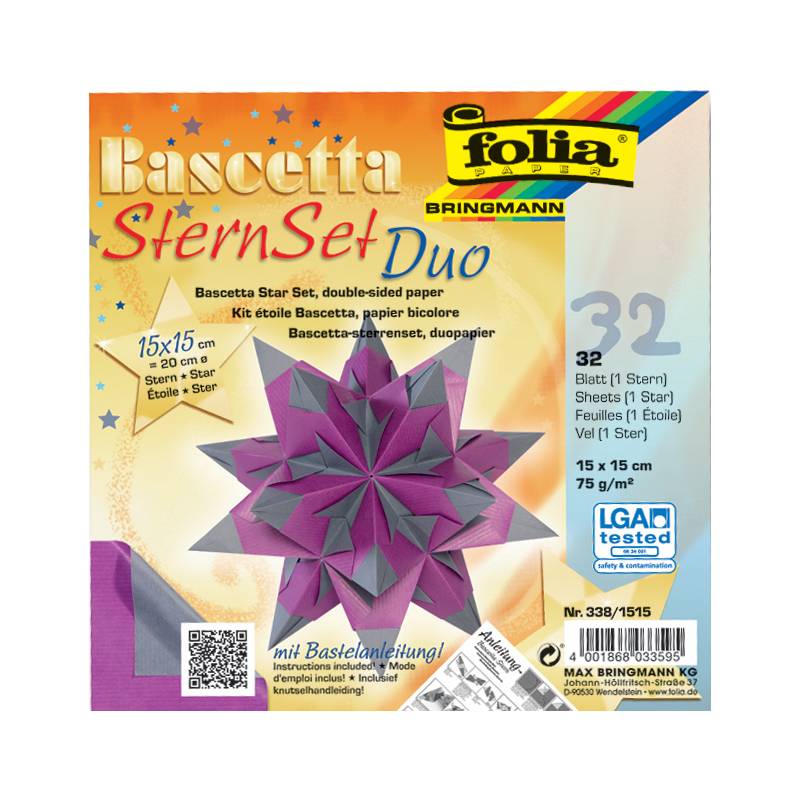 folia Faltblätter Bascetta-Stern, 150x150 mm, lila/anthrazit