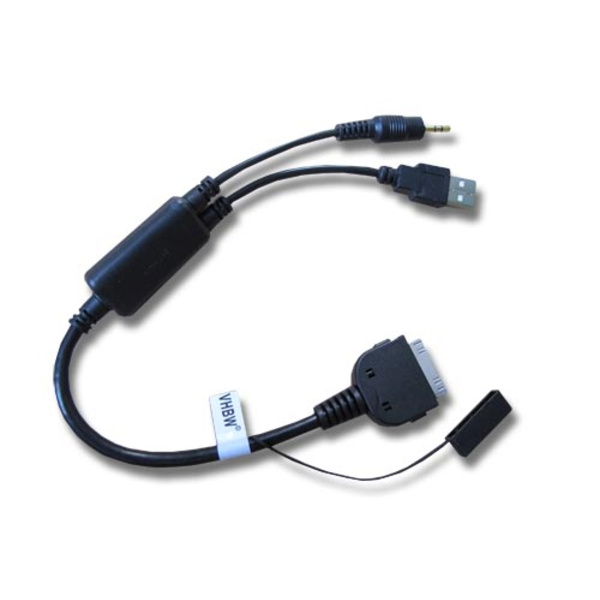 vhbw KFZ Audio Kabel kompatibel mit BMW X6 Auto, Fahrzeug - Y-Adapter, Schwarz