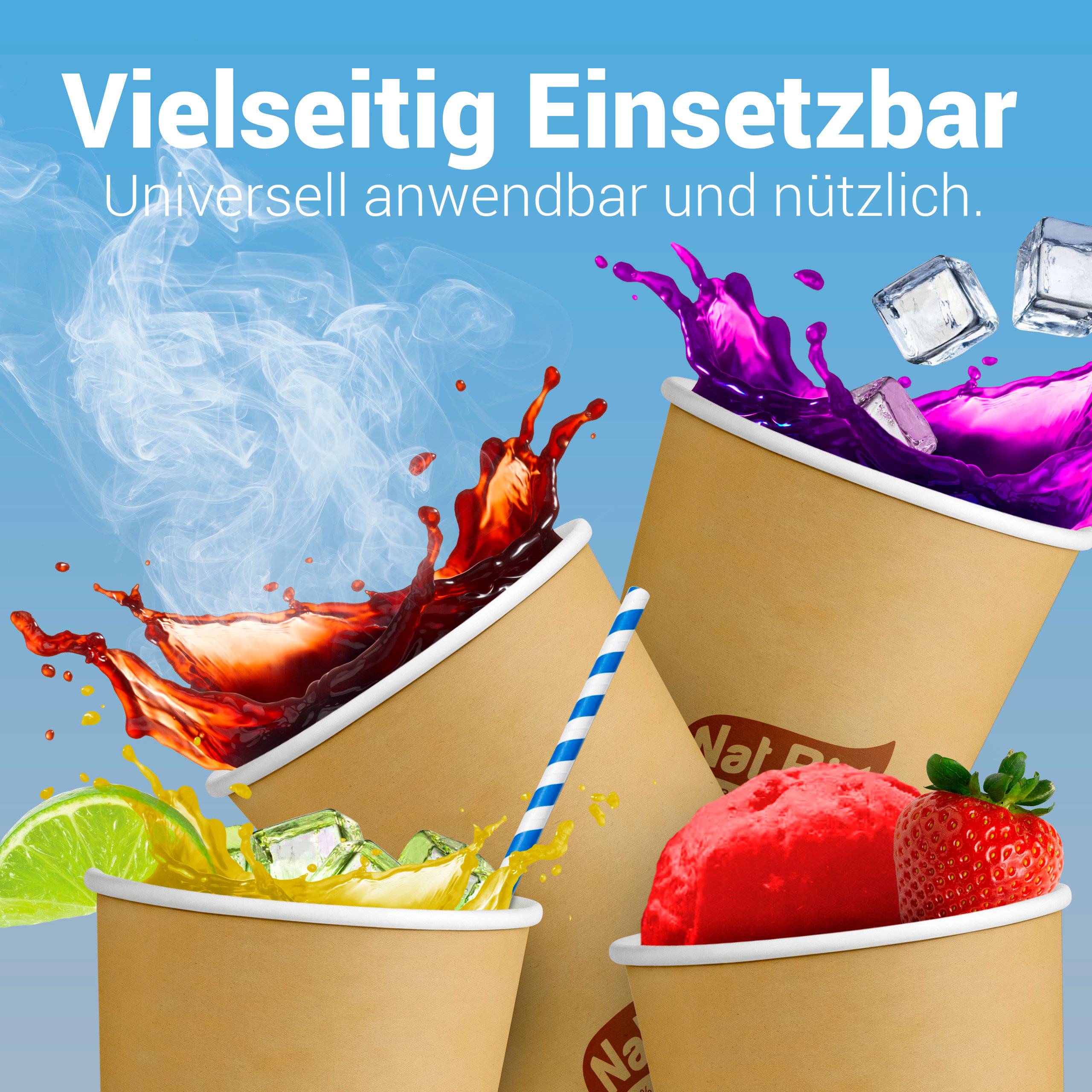 Pappbecher braun für heiße und kalte Getränke - kompostierbar - 473ml (16 oz) - 50 Stück