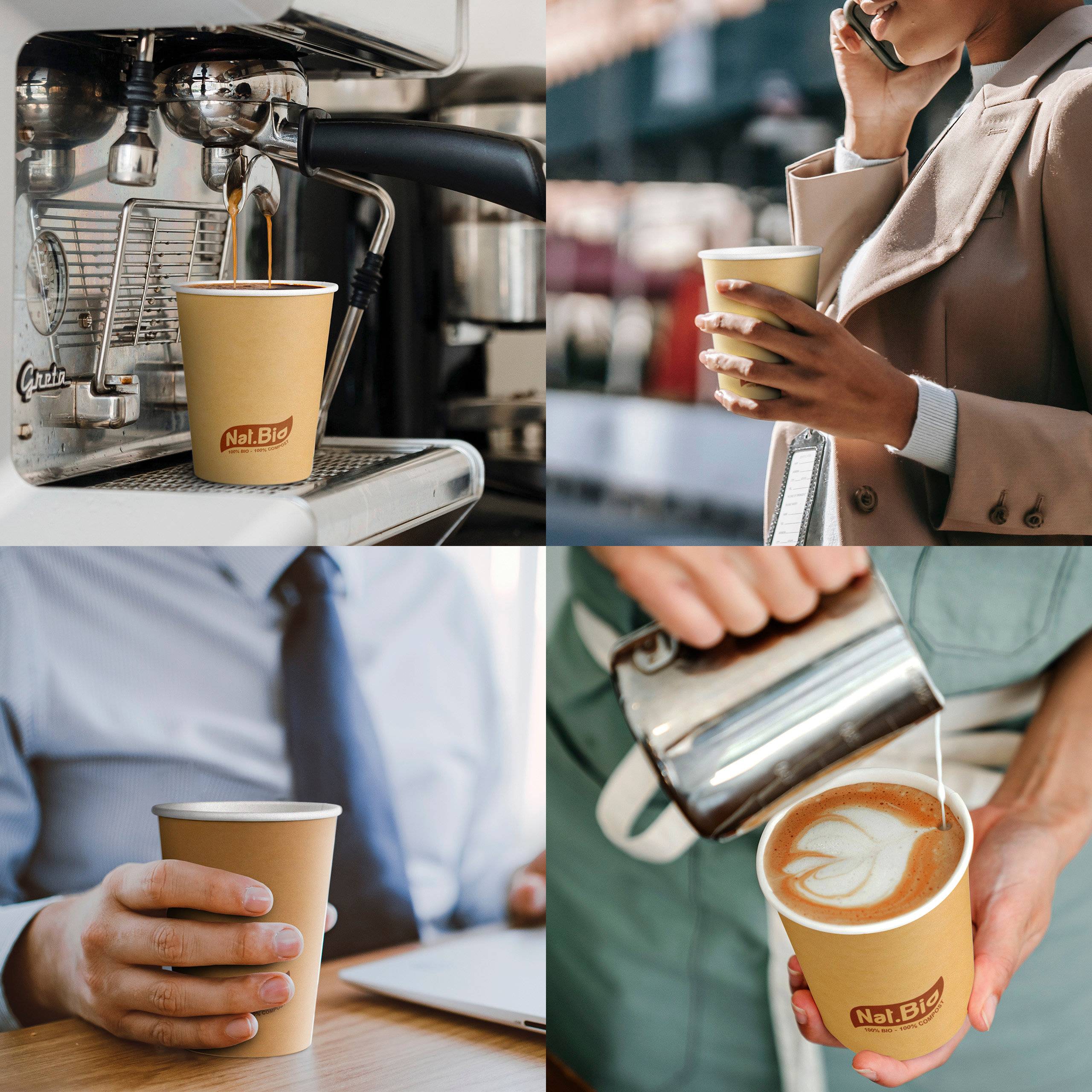 Pappbecher braun für heiße und kalte Getränke - kompostierbar - 473ml (16 oz) - 50 Stück