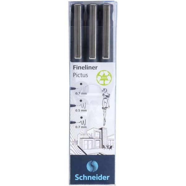 Fineliner Pictus 0,3/0,50,7mm schwarz VE=3 Stück