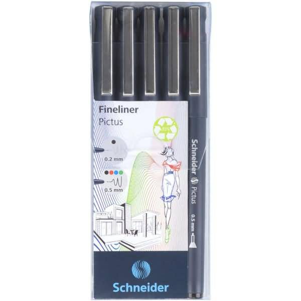 Fineliner Pictus 0,2 schwarz 0,5 schwarz, rot, blau, grün VE=5 Stück