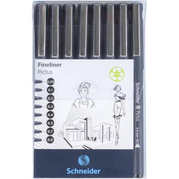 Fineliner Pictus 0,05 0,1 0,2 0,3 0,4 0,5 0,7 0,9mm schwarz VE=8 Stück