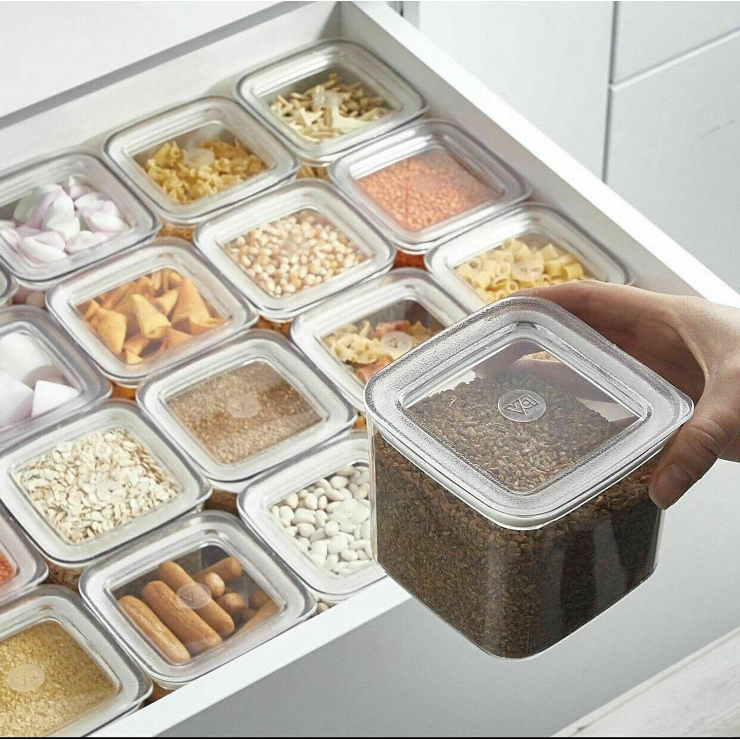 Vip Ahmet 25-Teilig Vorratsdosen VorratsBehälter-Set Aufbewahrung Eckig Set VP-260 Aufbewahrungsbox-Set transparent