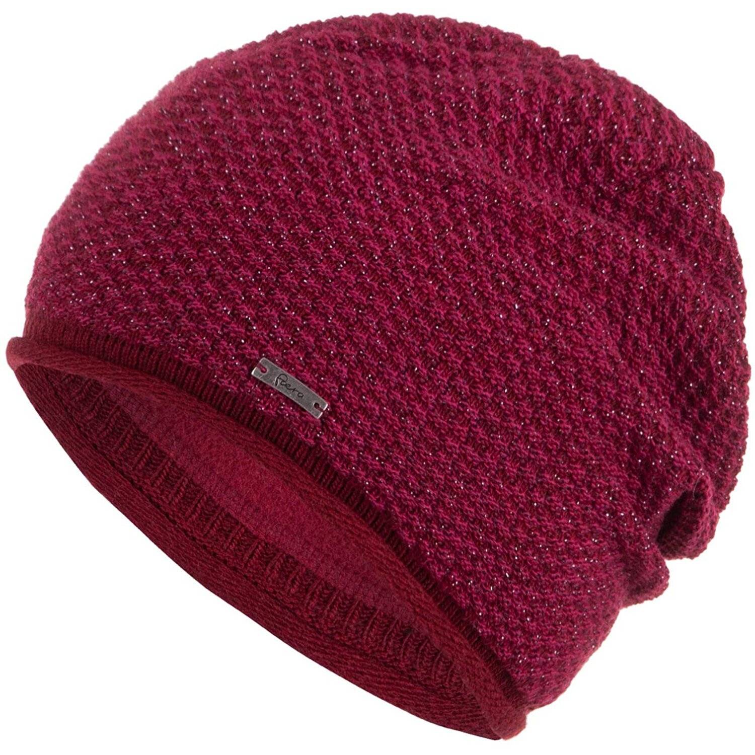 Faera Wintermütze warm gefüttert Fleece-Futter Winter Mütze Strick-Mütze Beanie-Mütze Damen One-Size 06 Weinrot