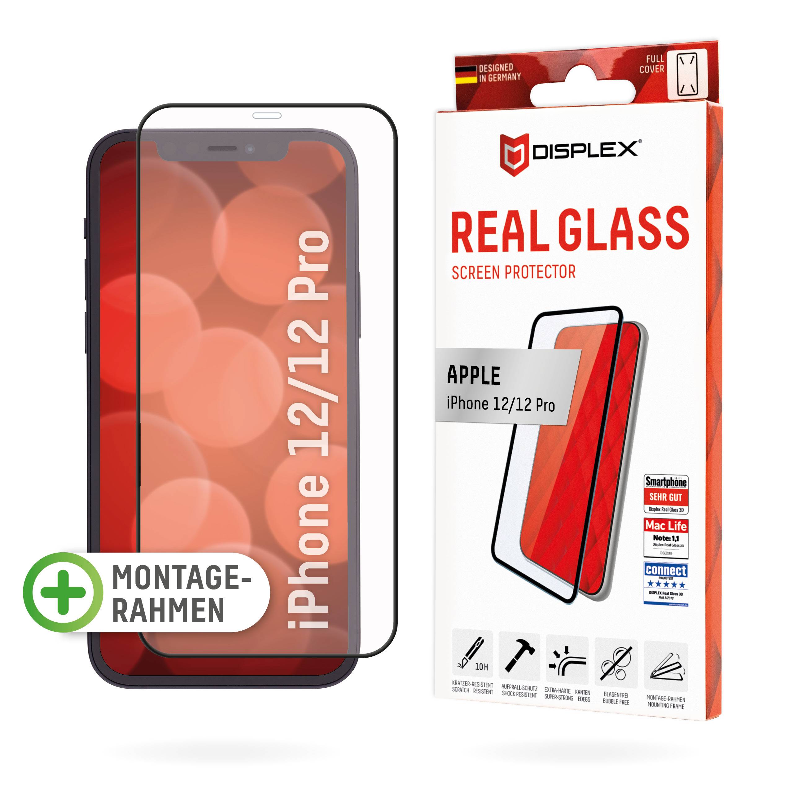 Real Glass, Full Cover Panzerglas für Apple iPhone 12/12 Pro