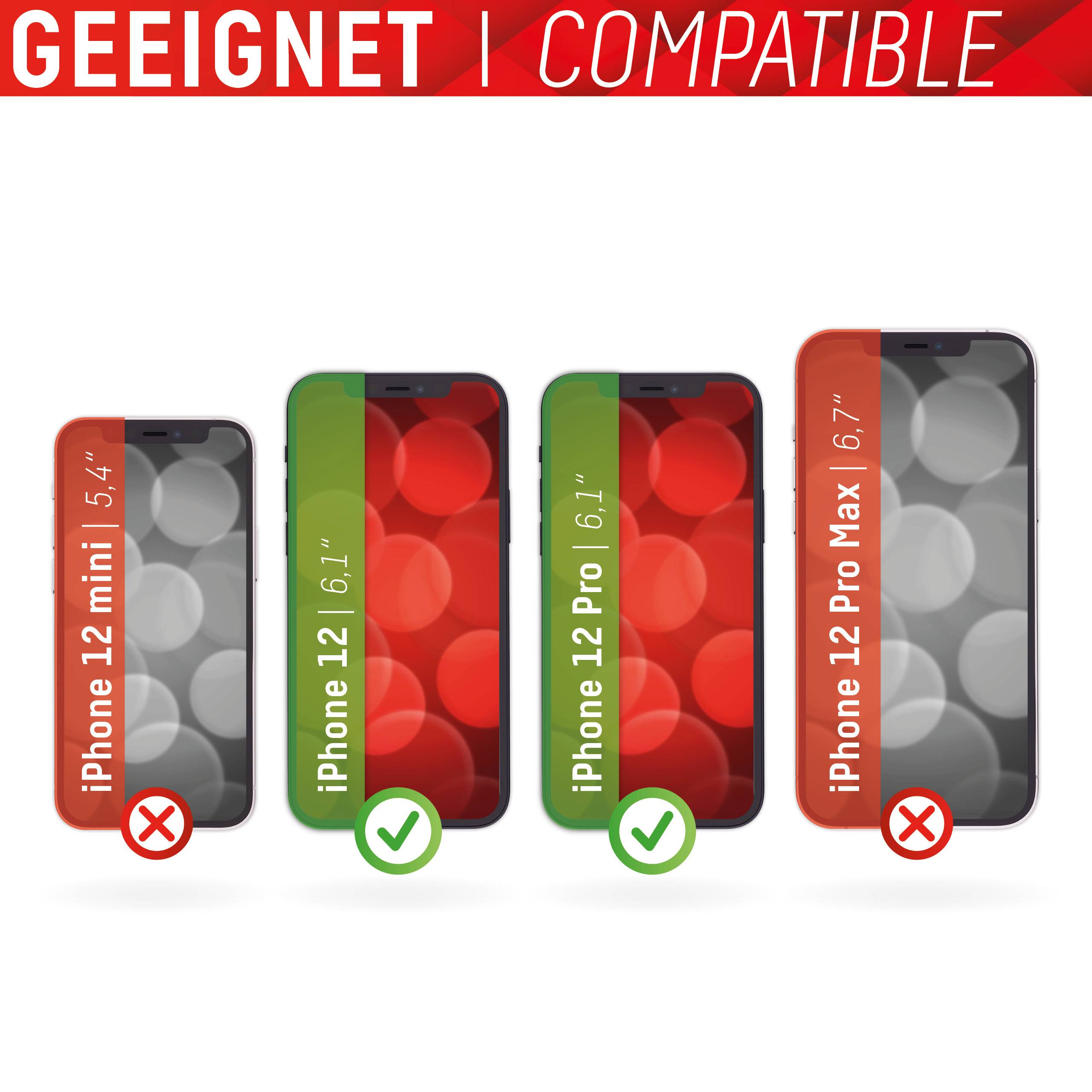 Real Glass, Full Cover Panzerglas für Apple iPhone 12/12 Pro