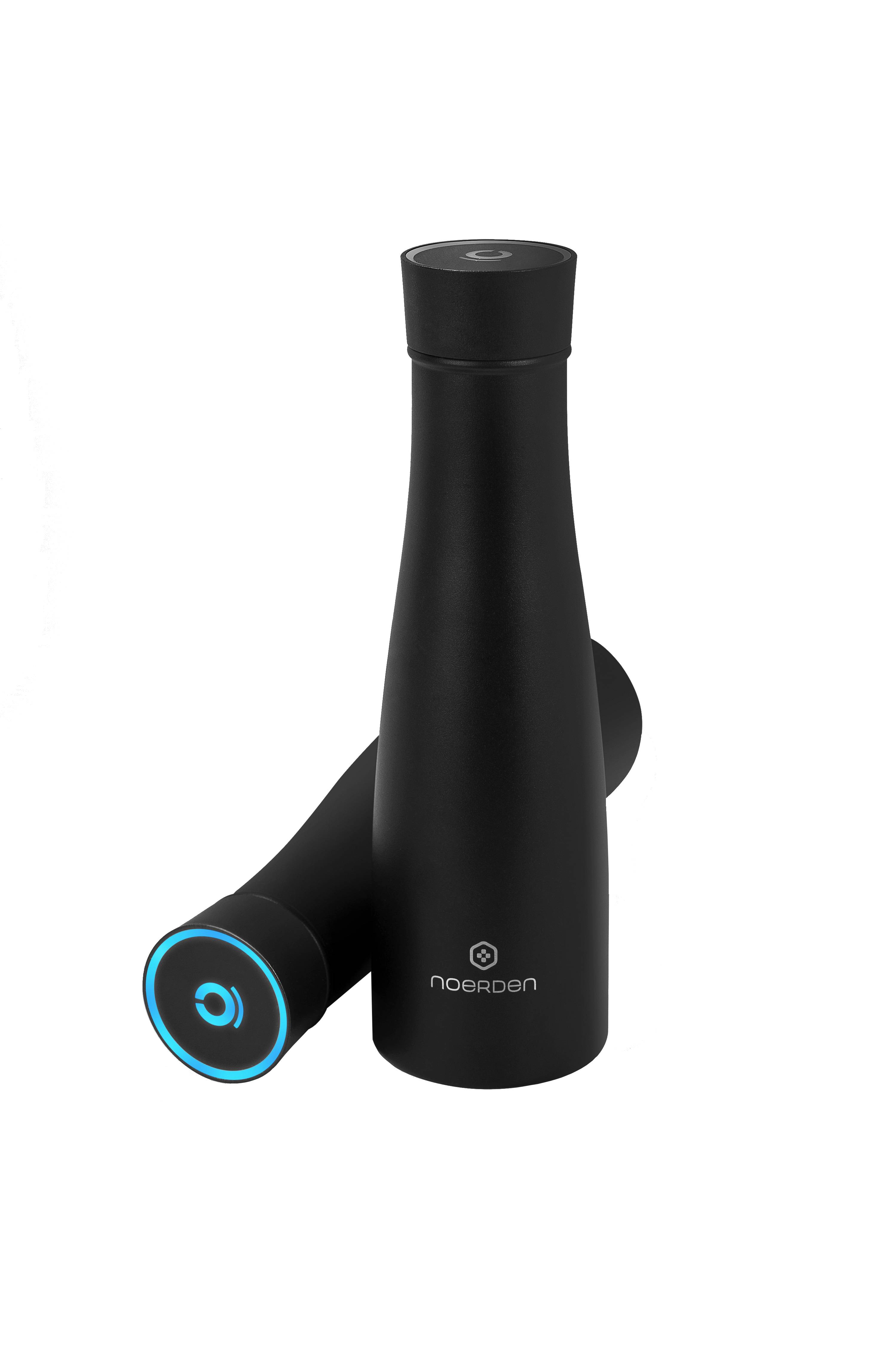 NOERDEN LIZ Smart Bottle Trinkflasche mit UV Licht Sterilisation 480ml Heiss und Kalt inkl. App und Bluetooth Anbindung schwarz