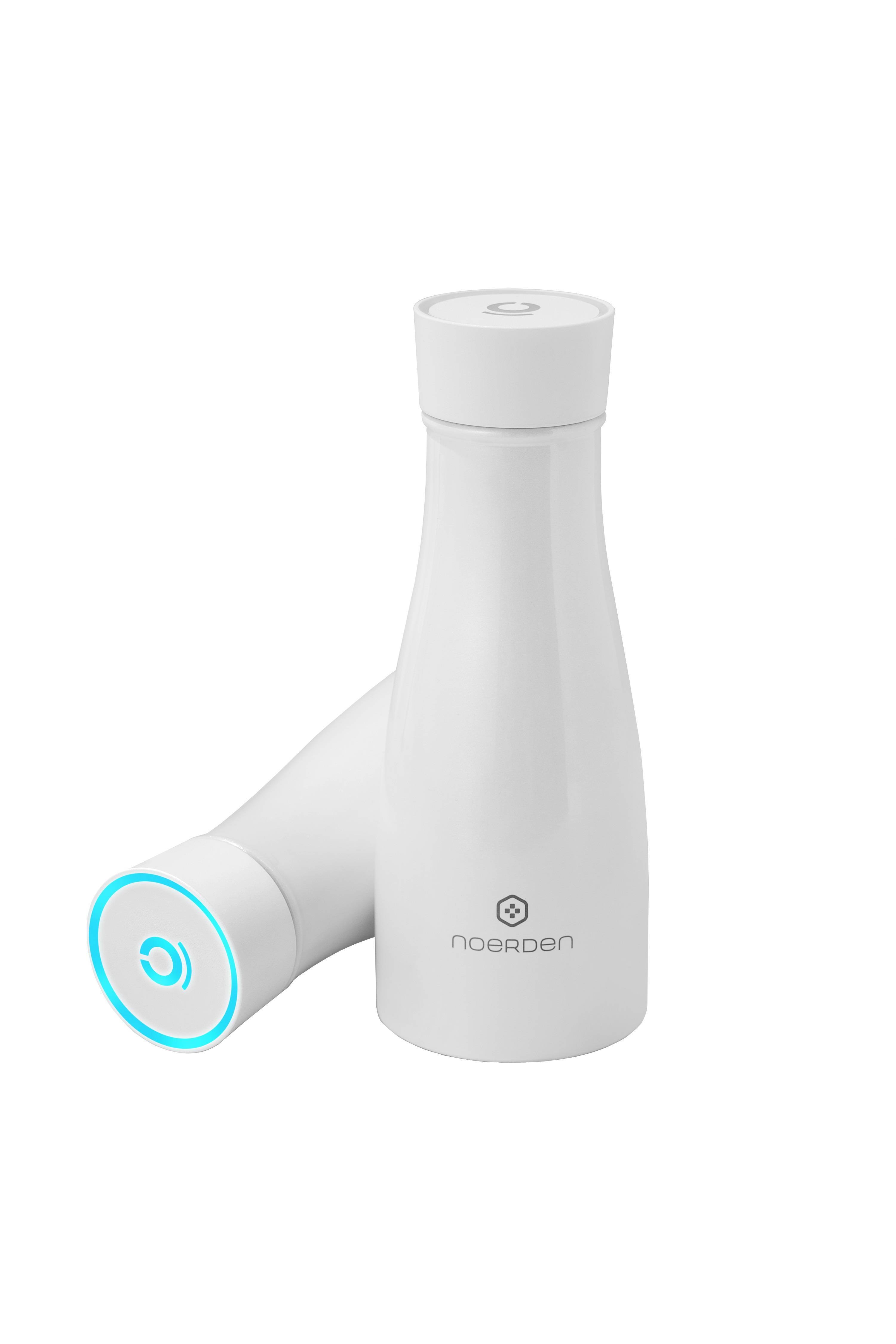 NOERDEN LIZ Smart Bottle Trinkflasche mit UV Licht Sterilisation 350ml Heiss und Kalt inkl. App und Bluetooth Anbindung weiss