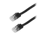 Zwei schwarze Ethernet-Kabel mit transparenten RJ45-Steckern