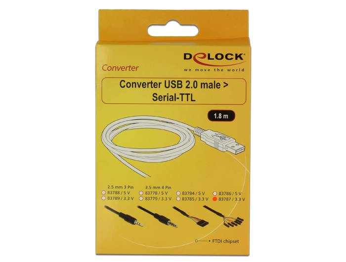 DeLock Converter USB 2.0 > Serial-TTL 6 pin pin header connector individually 1.8 m (3.3 V)