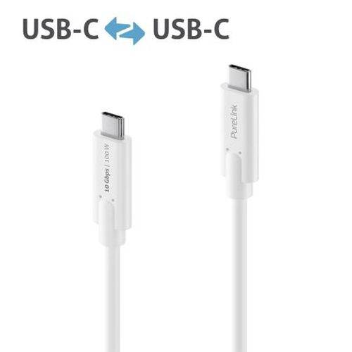 PureLink Premium USB 3.2 Gen. 2 Kabel, bis 100 Watt, USB St. C/USB St. C, weiß, 1,0 m