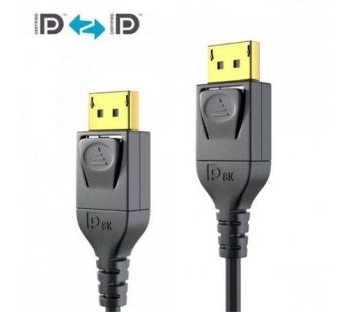 Zwei DisplayPort-zu-DisplayPort-Kabel mit schwarzen Steckern und vergoldeten Kontakten, gezeigt auf weißem Hintergrund.