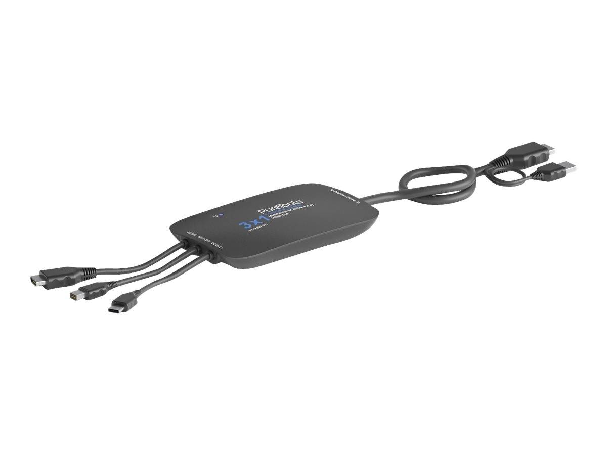 PureTools PT-PSW-31i - Video/Audio-Schalter - 1 x HDMI + 1 x Mini DisplayPort + 1 x USB-C