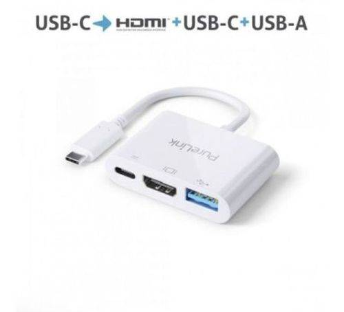 Purelink Premium USB-C Multiport Adapter für HDMI, USB-A und USB-C, Portsaver 0,10 m, weiß