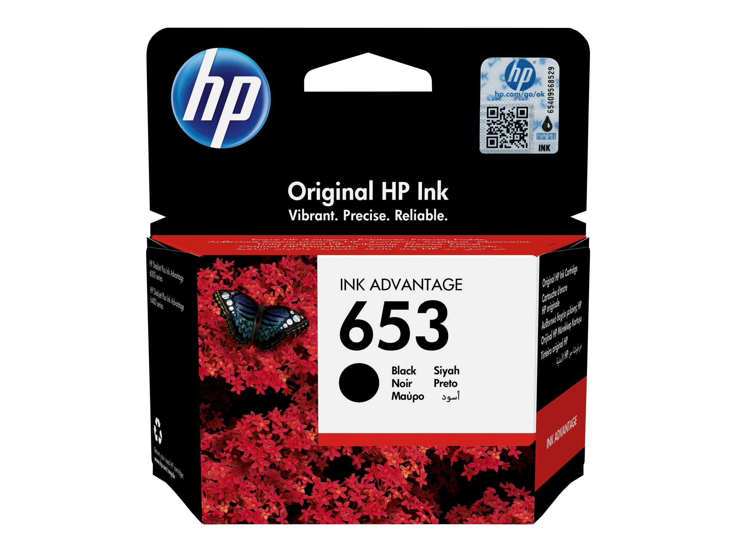 HP 653 - 6 ml - Schwarz - original - Ink AdvantageTintenpatrone - für DeskJet