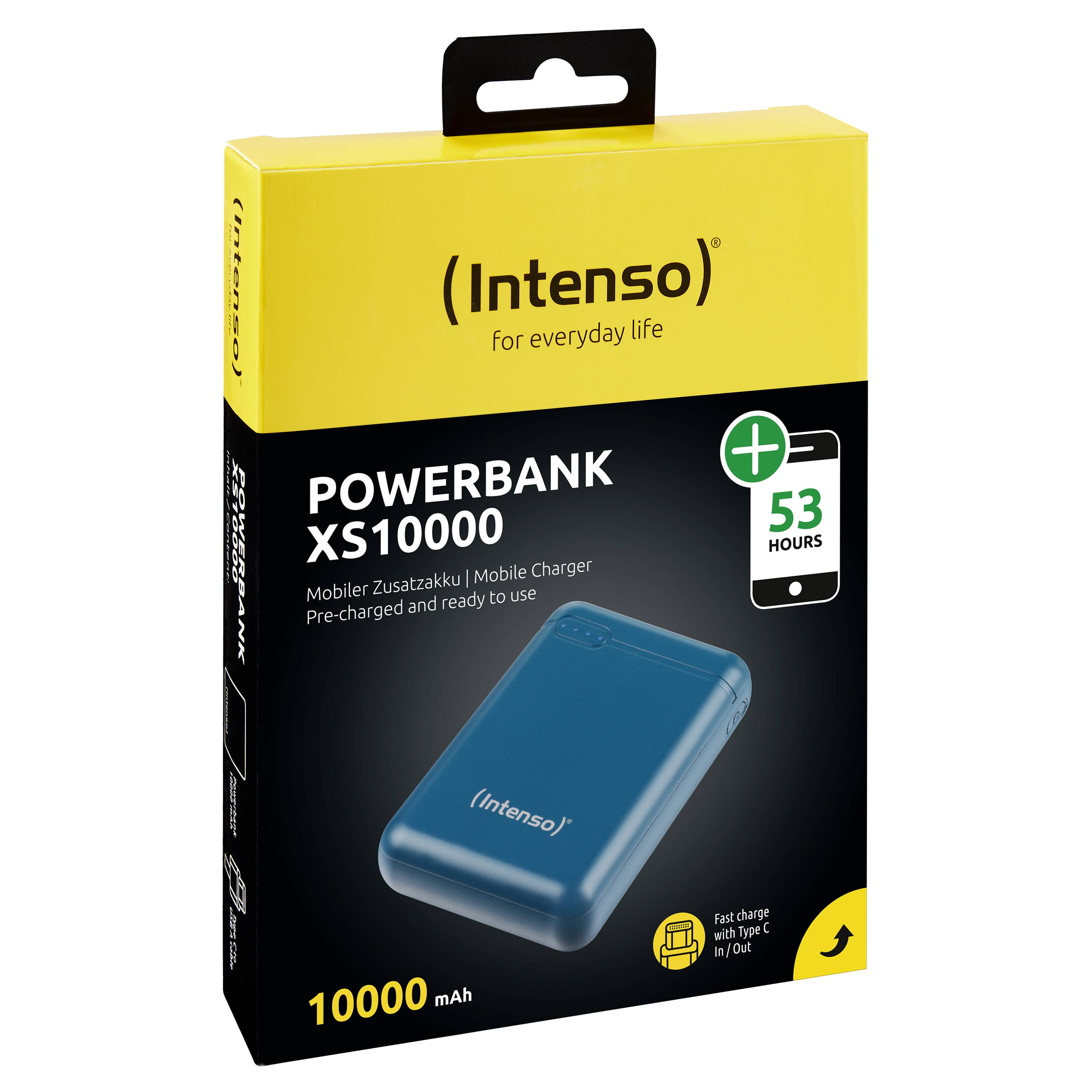 Intenso XS10000 - Powerbank - 10000 mAh - 3.1 A - 2 Ausgabeanschlussstellen (USB, 24 pin USB-C)