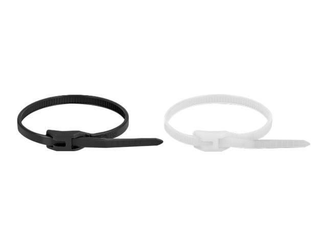 Delock - Kabelbinder - mit flachem Kopf - 37 cm - Schwarz, durchsichtig (Packung mit 100)