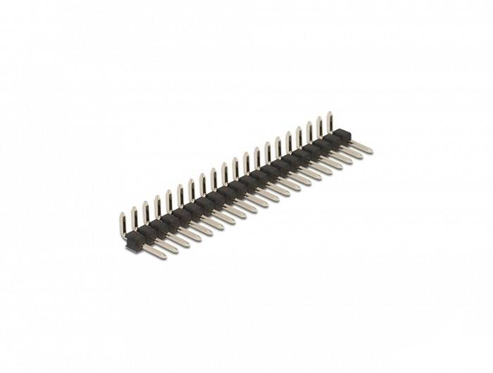 Delock - Stiftleiste (20 Stifte, Abstand 2,54 mm) - Schwarz (Packung mit 5)