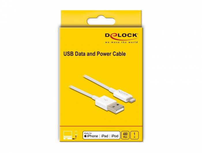Delock - Lightning-Kabel - Lightning männlich bis USB männlich - 1 m - weiß - für Apple iPad/iPhone/iPod (Lightning)
