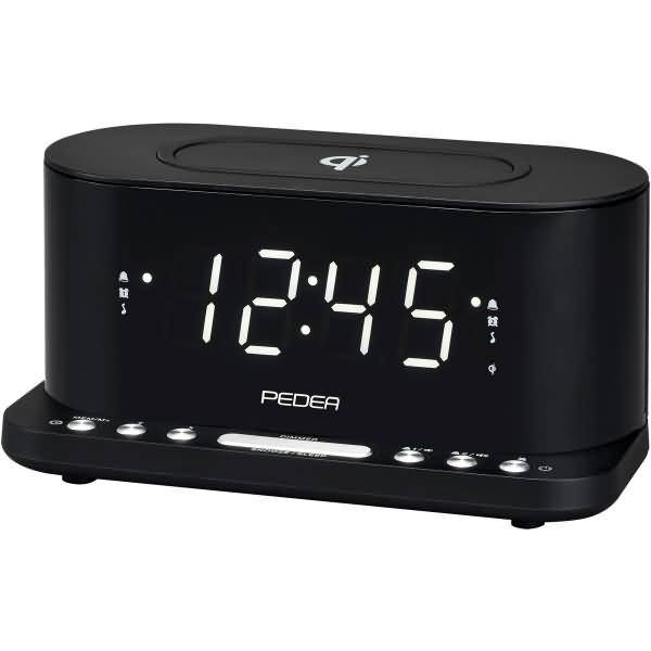 PEDEA FM Radiowecker mit induktiver QI-Ladefunktion, schwarz