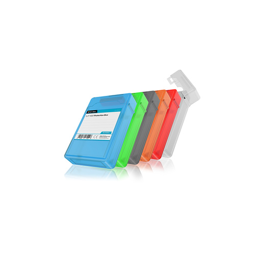 IB-AC602b-6, 3,5" HDD Schutzbox, transparent, 6 Farben (weiß, grau, rot, grün, blau, orange)