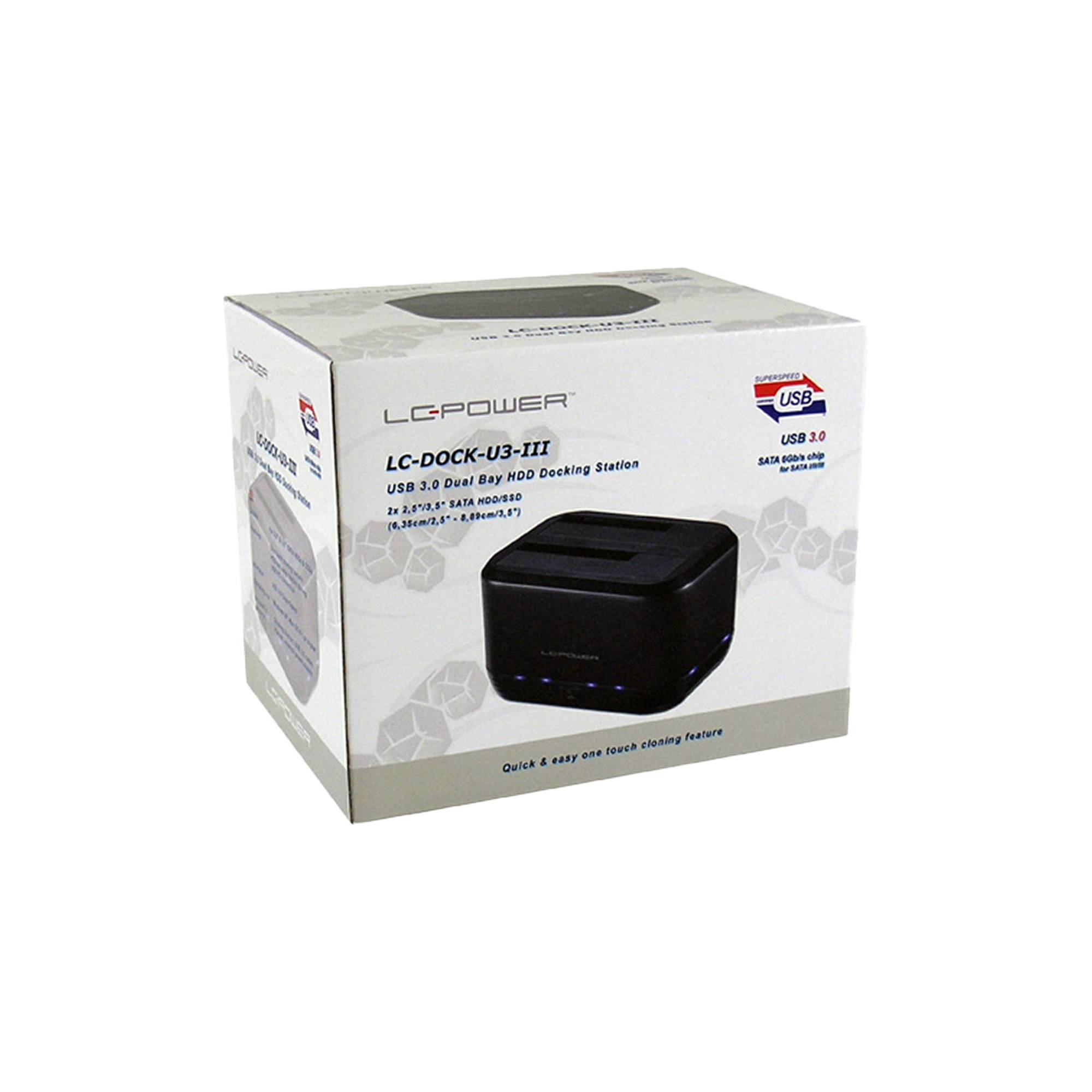 LC-POWER - LC Power LC-DOCK-U3-III - HDD-Dockingstation mit Ein/Aus-Schalter, Klon-Funktion Schächte: 2 - 2,5"" / 3,5""