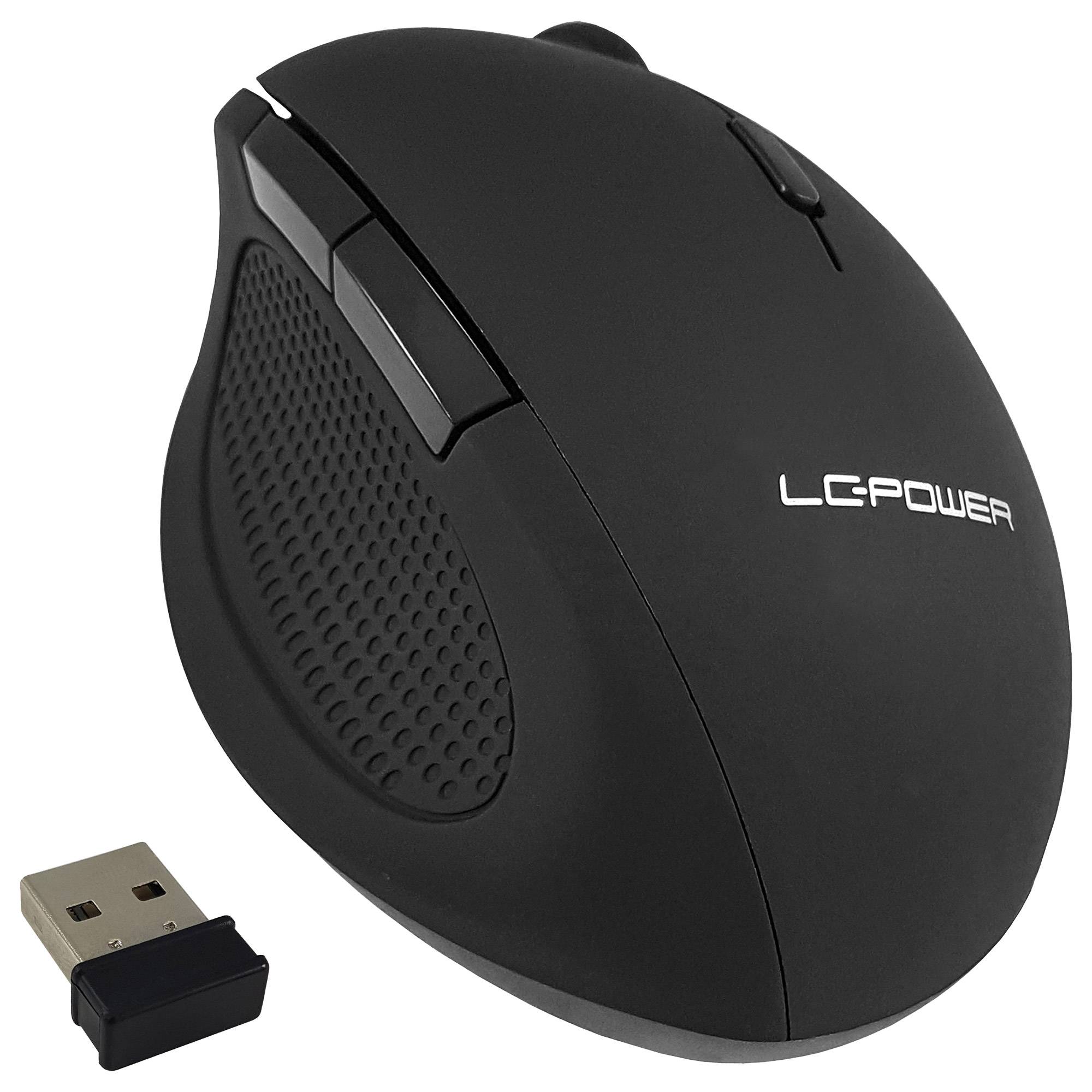 LC Power M714BW - Maus - ergonomisch - optisch - 5 Tasten - kabellos - 2.4 GHz - kabelloser Empfänger (USB)
