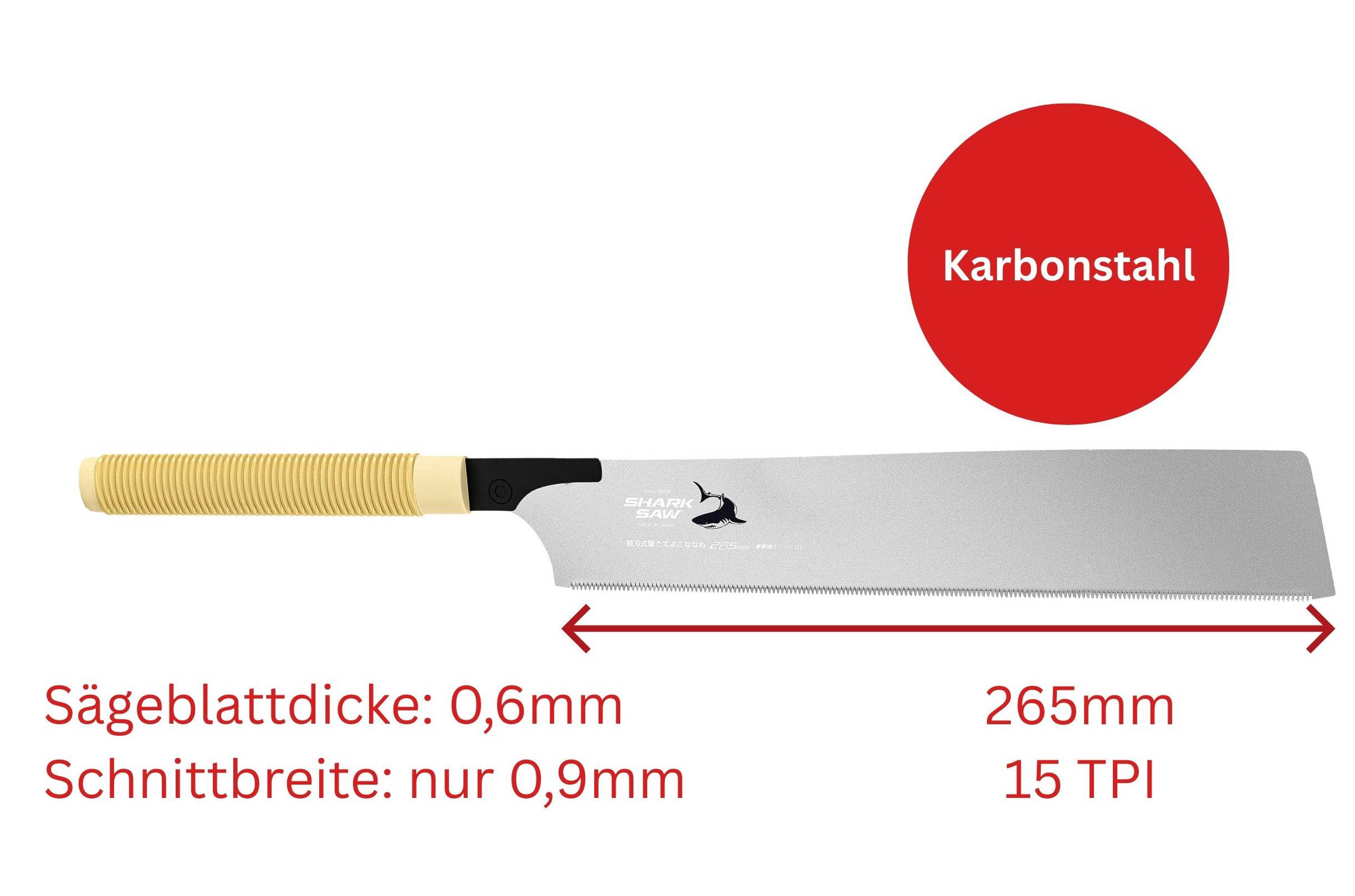 FAMEX 5535 Profi Japansäge 265mm, Made in Japan - mit hochwertigem Rattangriff – 15 TPI