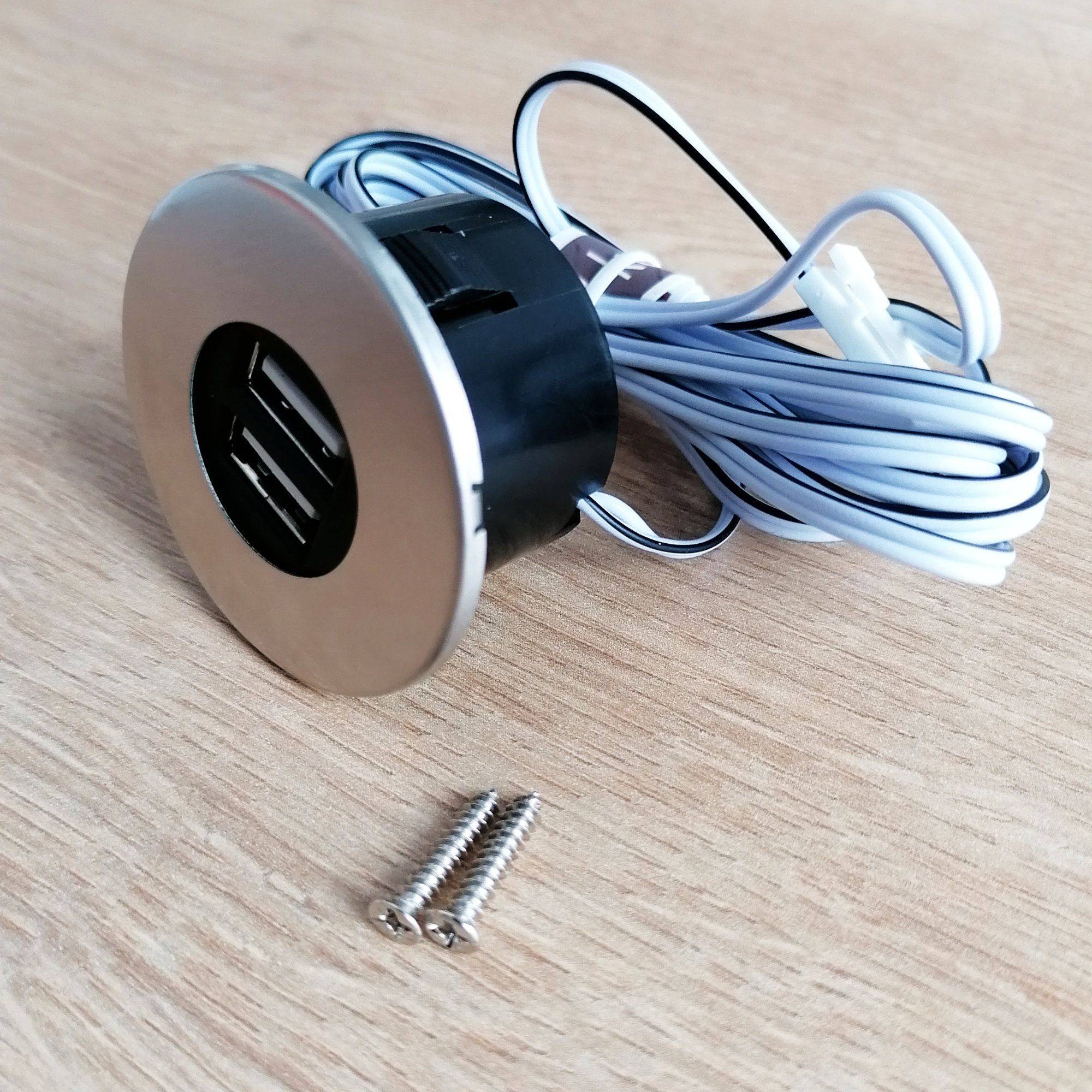 kalb | Einbau USB-Hub, Edelstahl, Steckdose für Smartphone, Tablet, E-Reader Möbeleinbau 12V