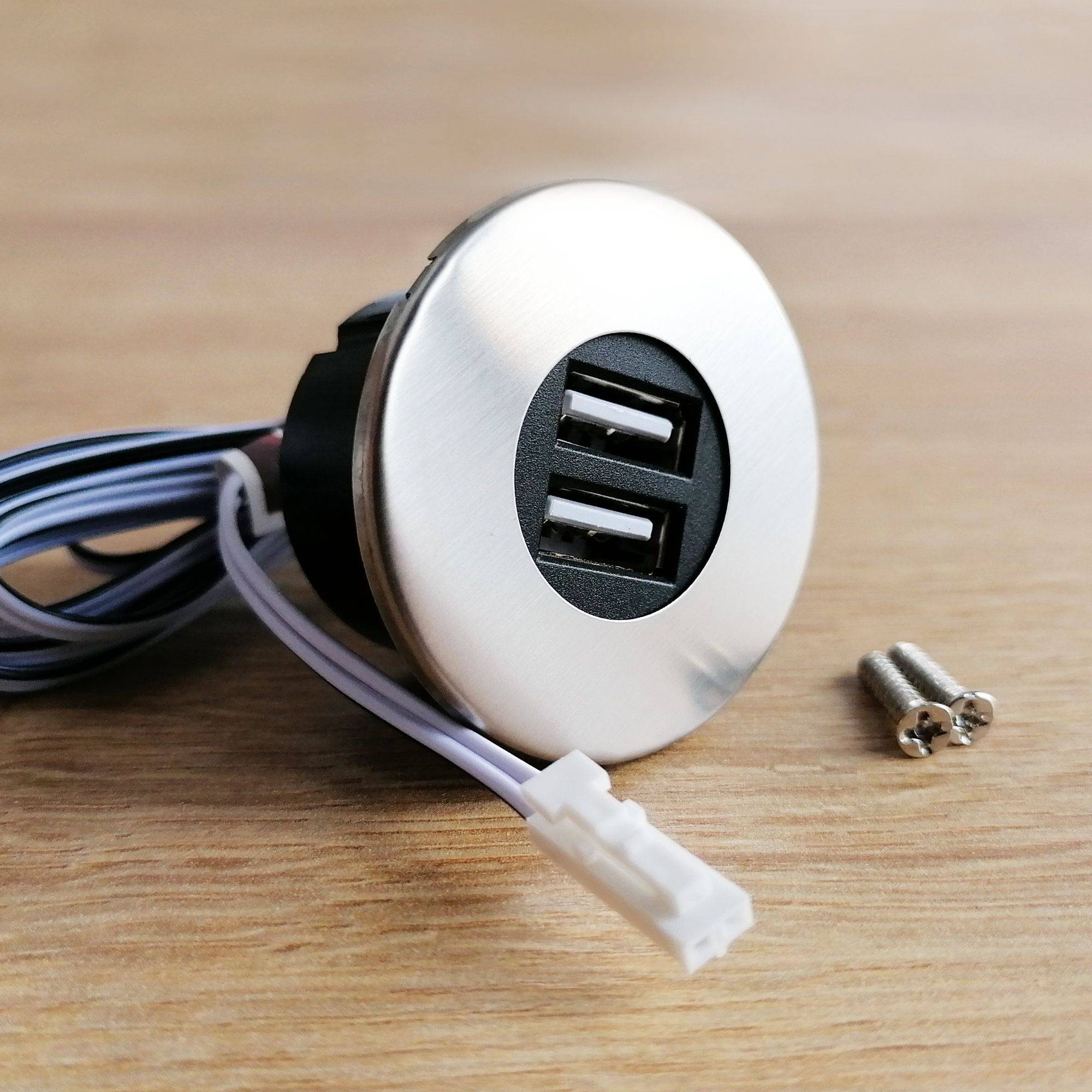 kalb | Einbau USB-Hub, Edelstahl, Steckdose für Smartphone, Tablet, E-Reader Möbeleinbau 12V