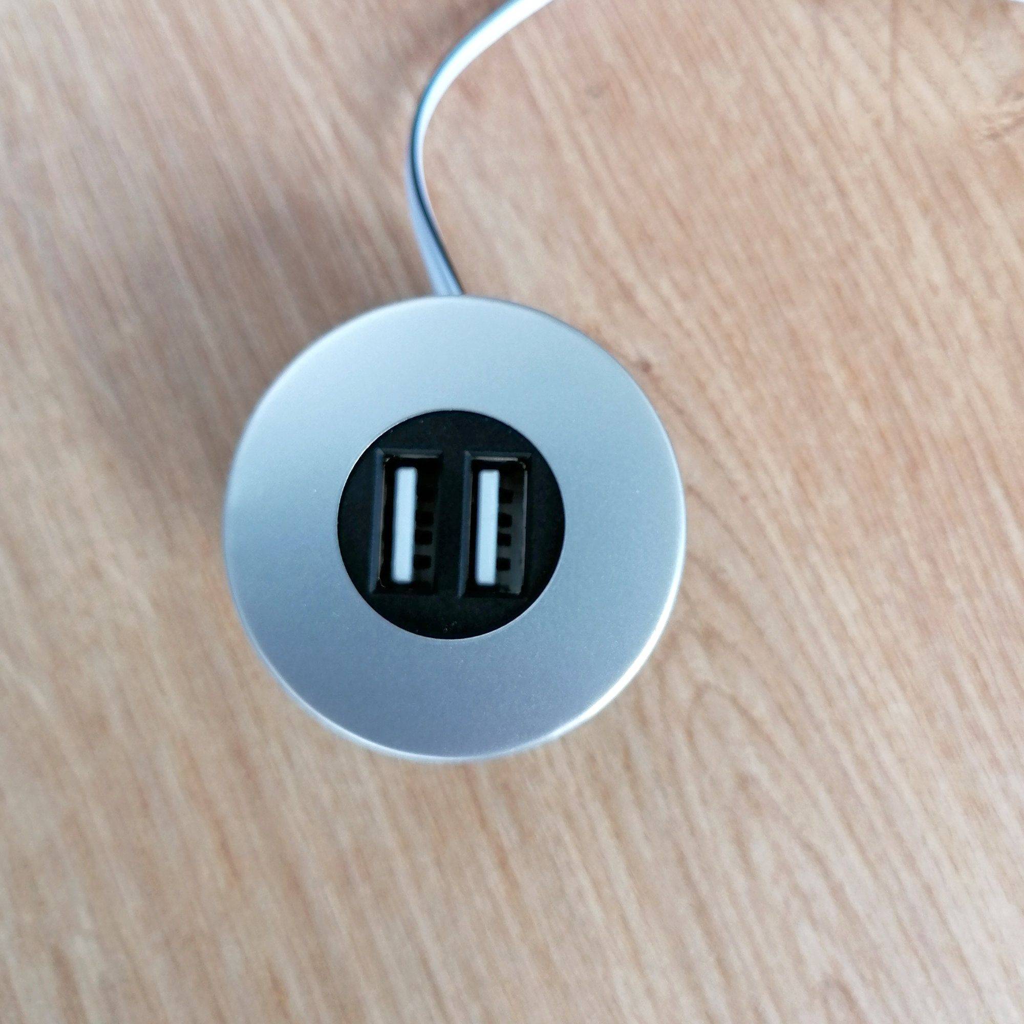 kalb | Einbau USB-Hub, Silbergrau, Steckdose für Smartphone, Tablet, E-Reader Möbeleinbau 12V